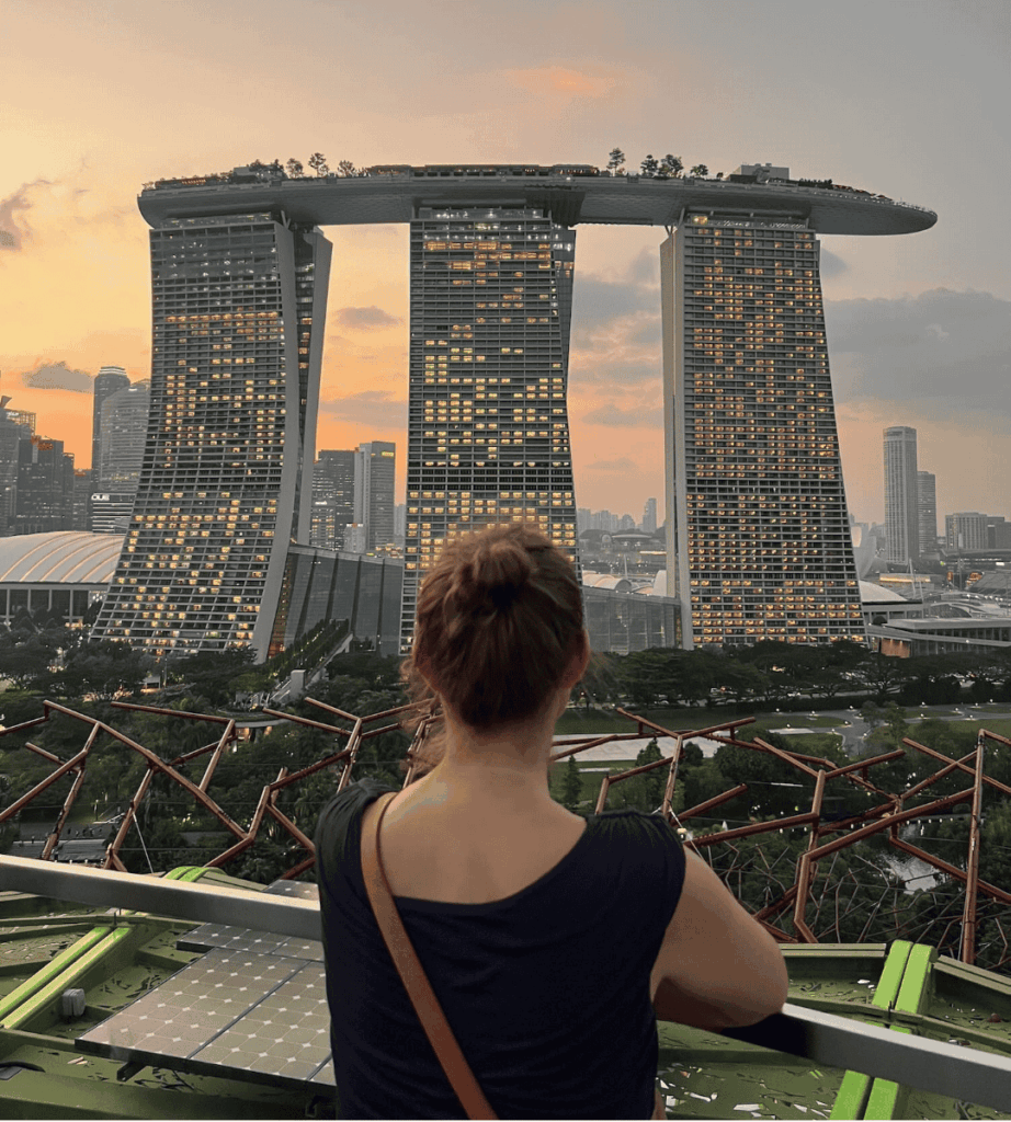 Claudia auf dem Tree Top Wald, Gardens by the Bay in Singapur.